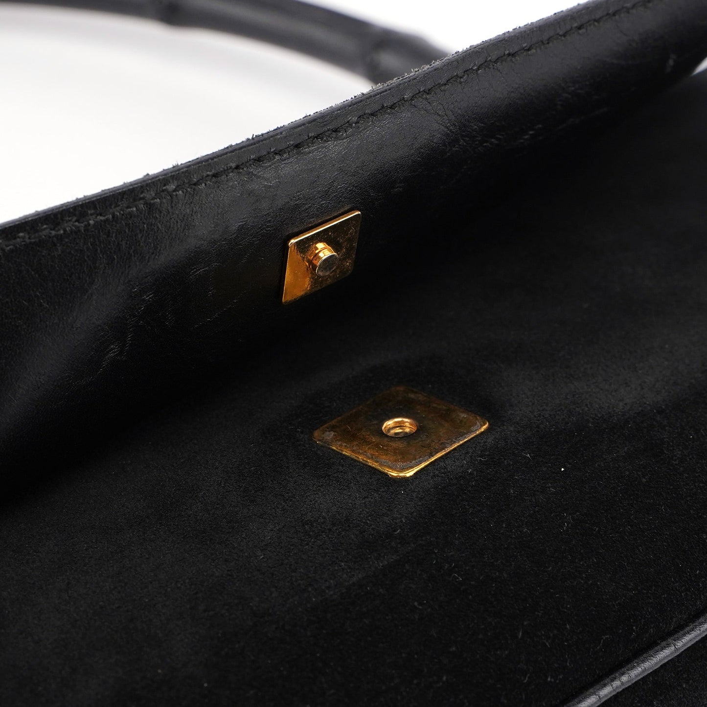 001 4047 Black Bamboo Suede Shoulder Bag