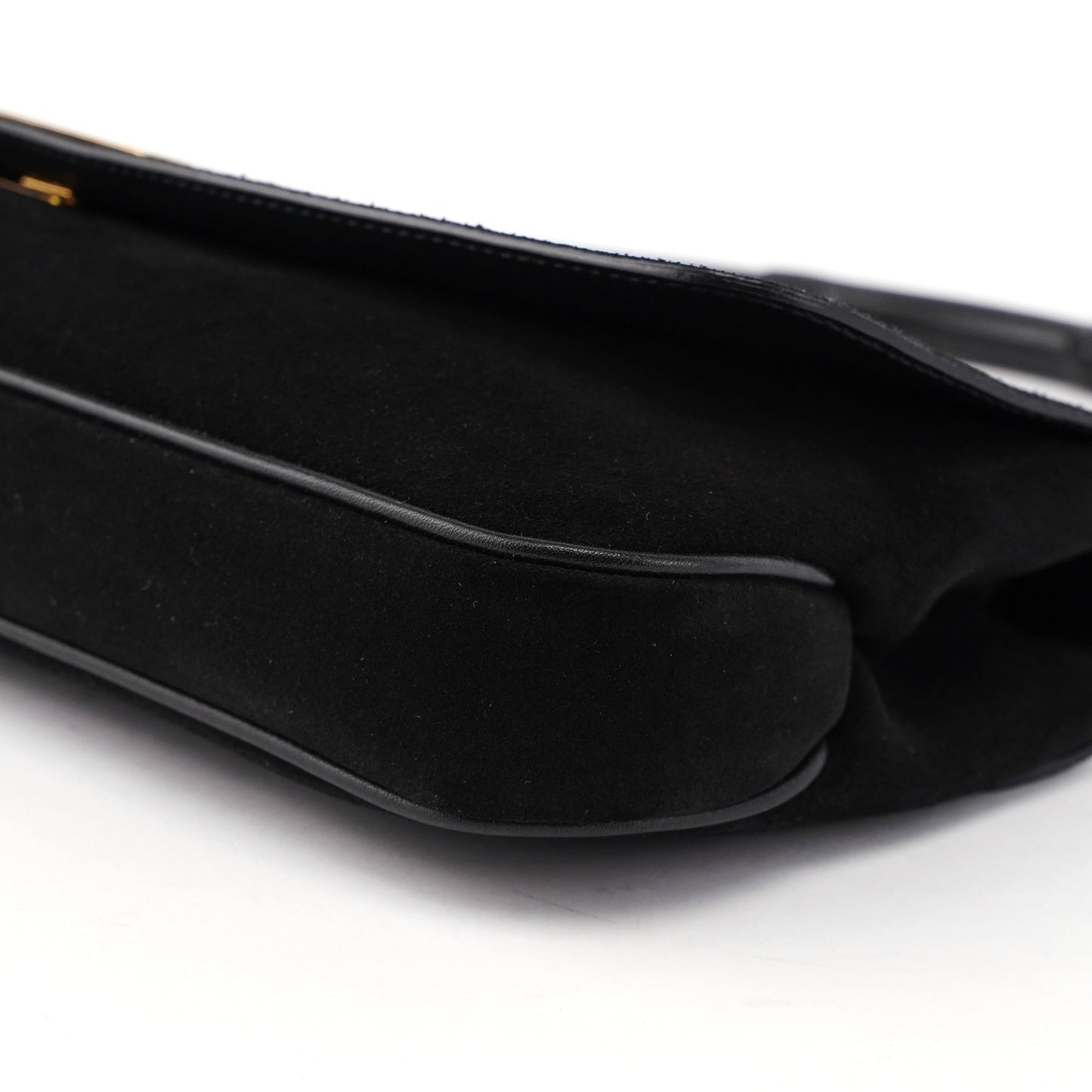 001 4047 Black Suede Bamboo Shoulder Bag