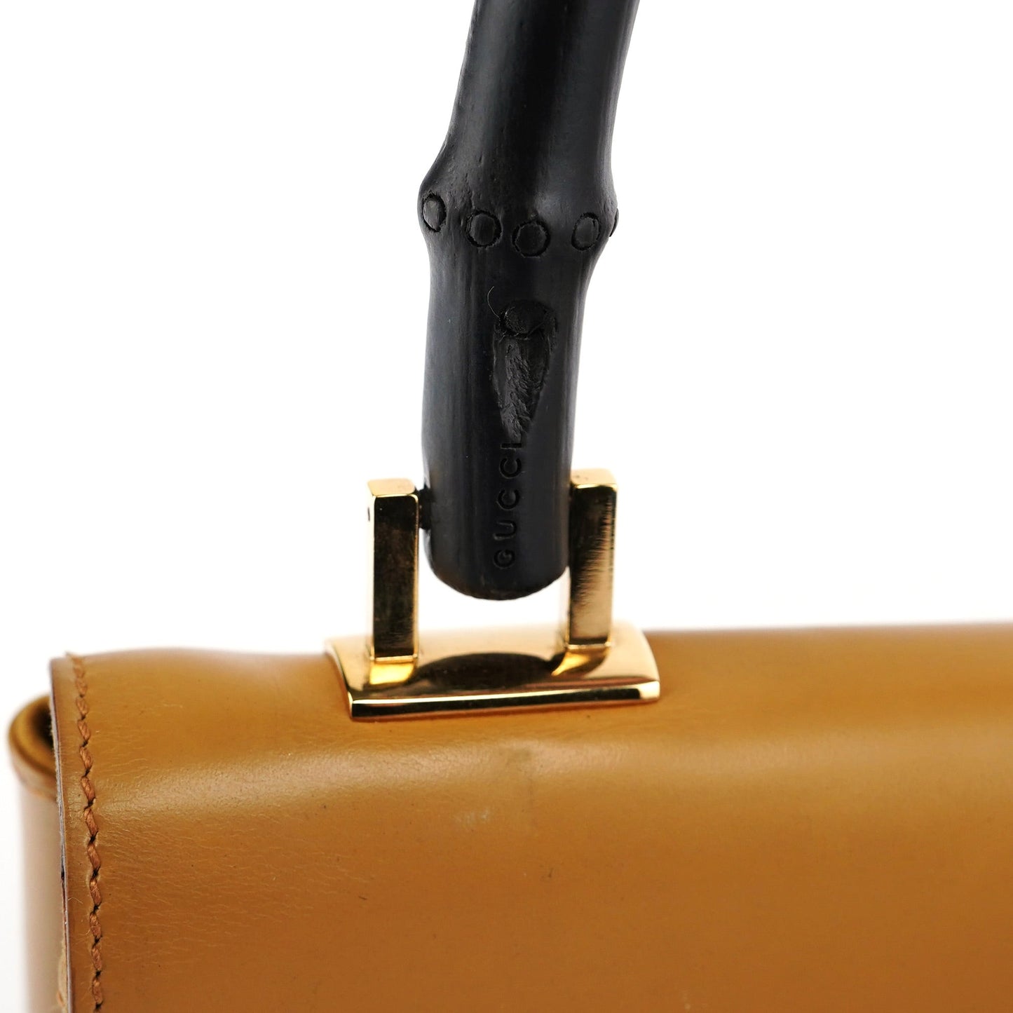 001 4055 Beige Calfskin Bamboo Shoulder Bag