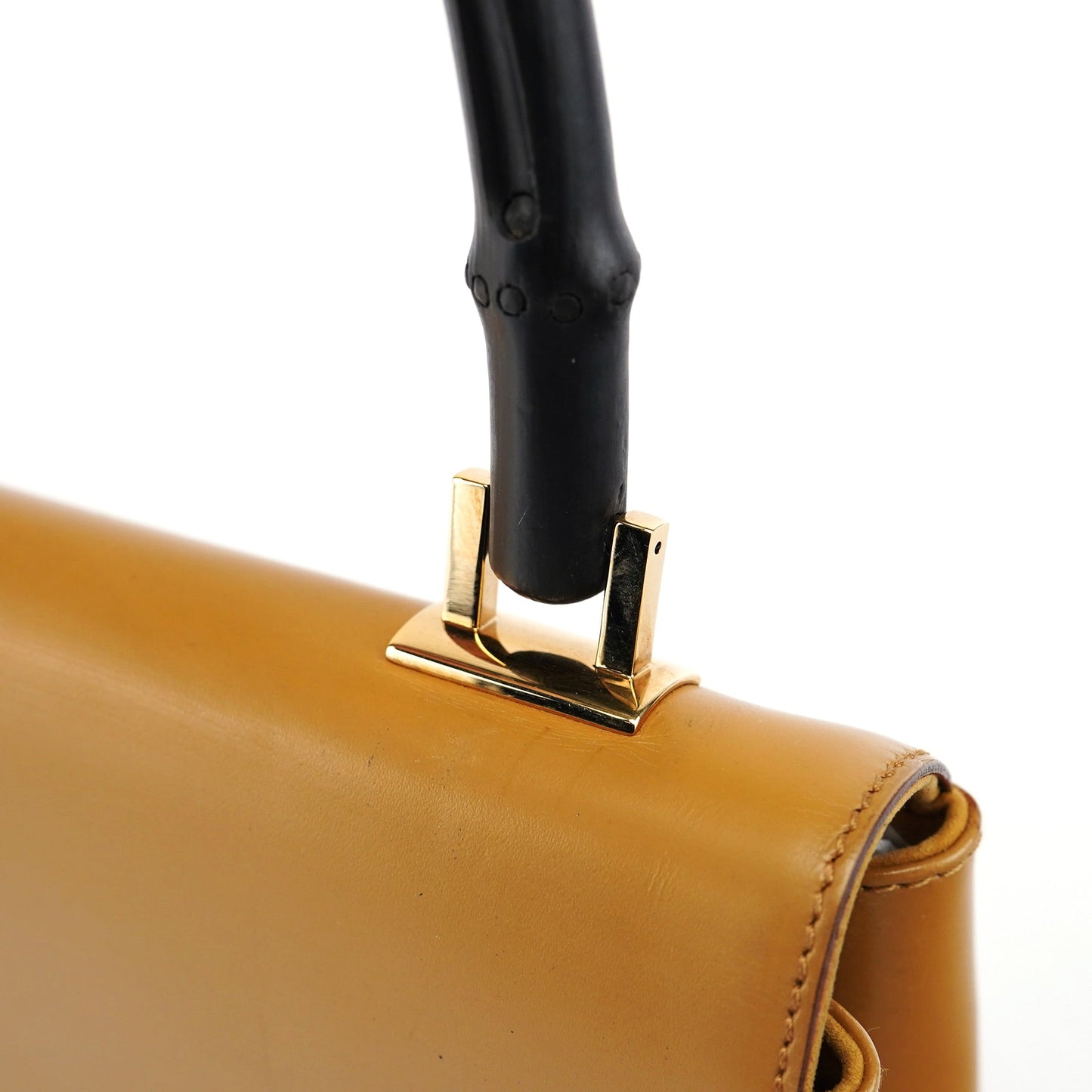 001 4055 Beige Calfskin Bamboo Shoulder Bag