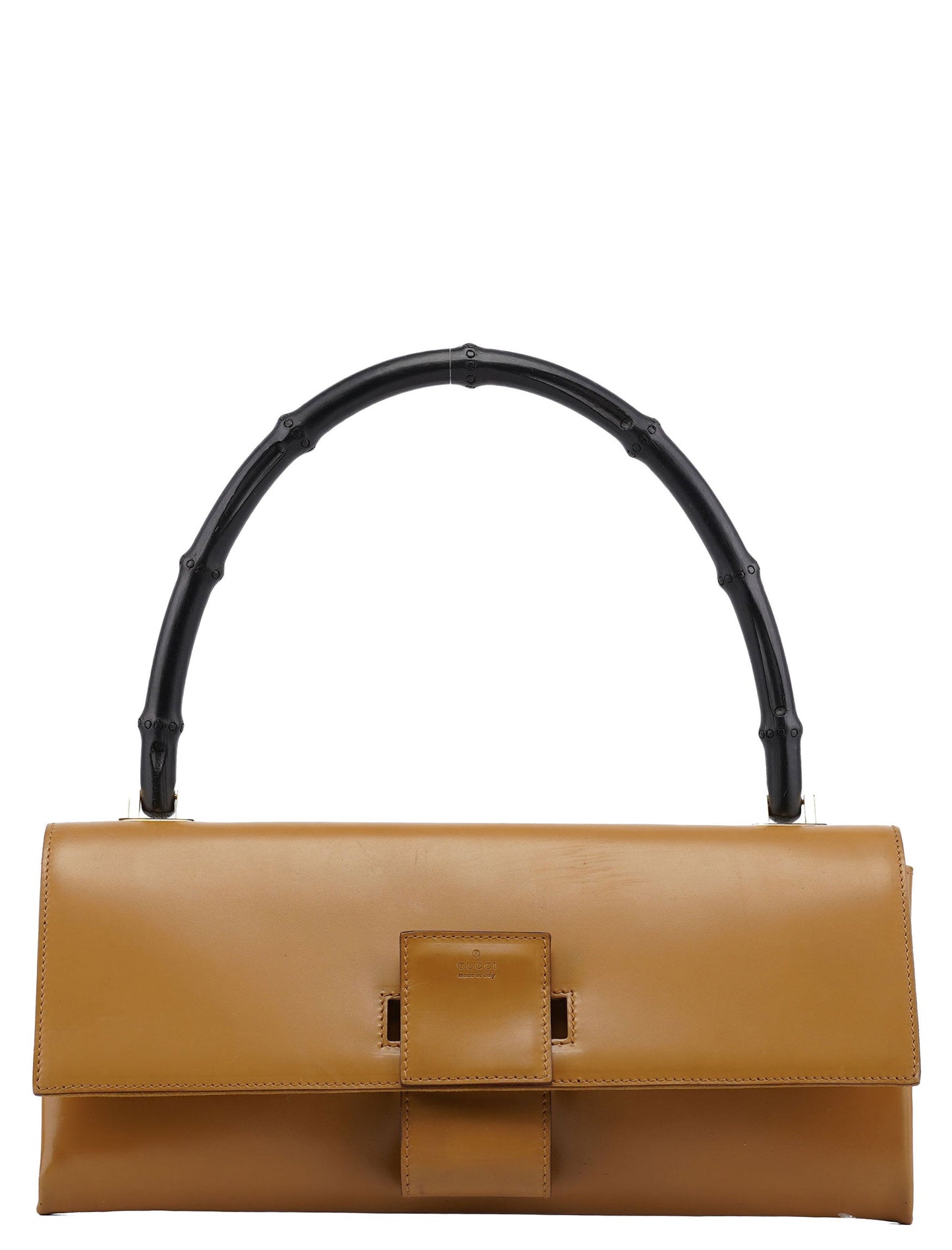 001 4055 Beige Calfskin Bamboo Shoulder Bag