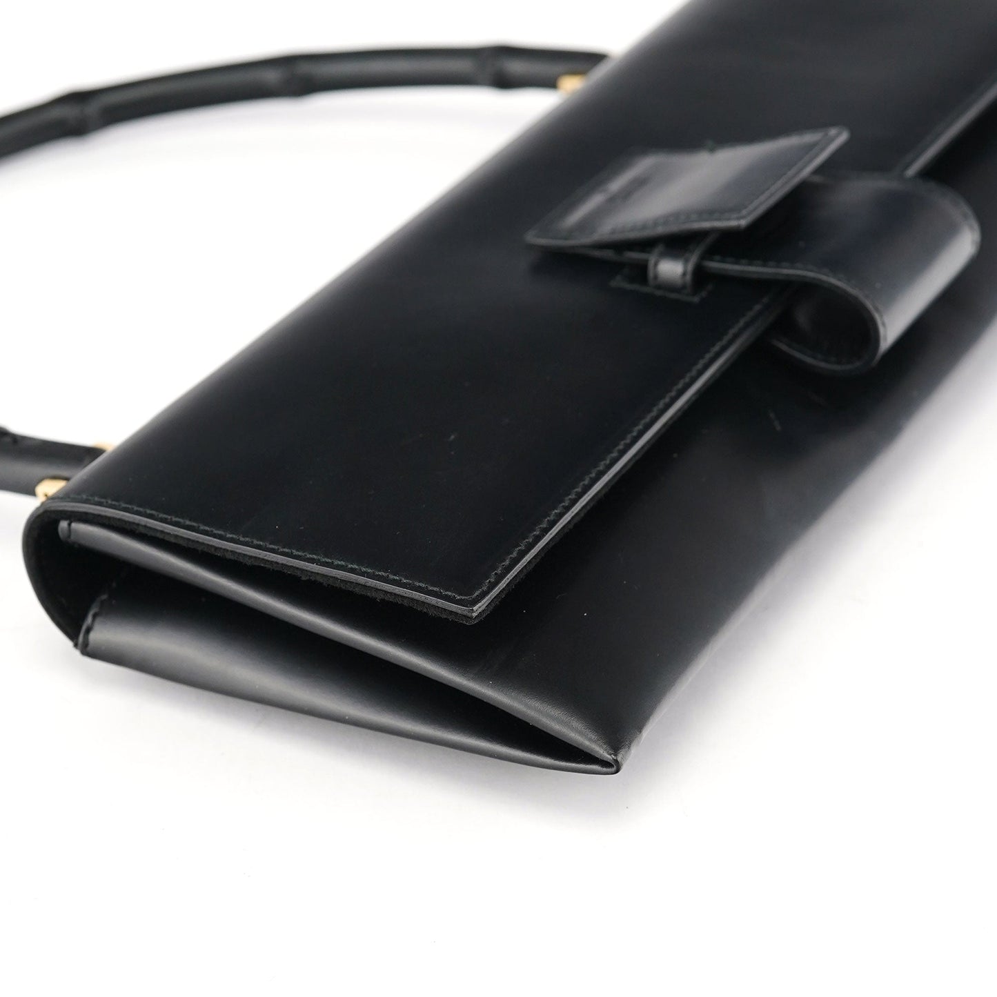 001 4055 Black Leather Bamboo Shoulder Bag