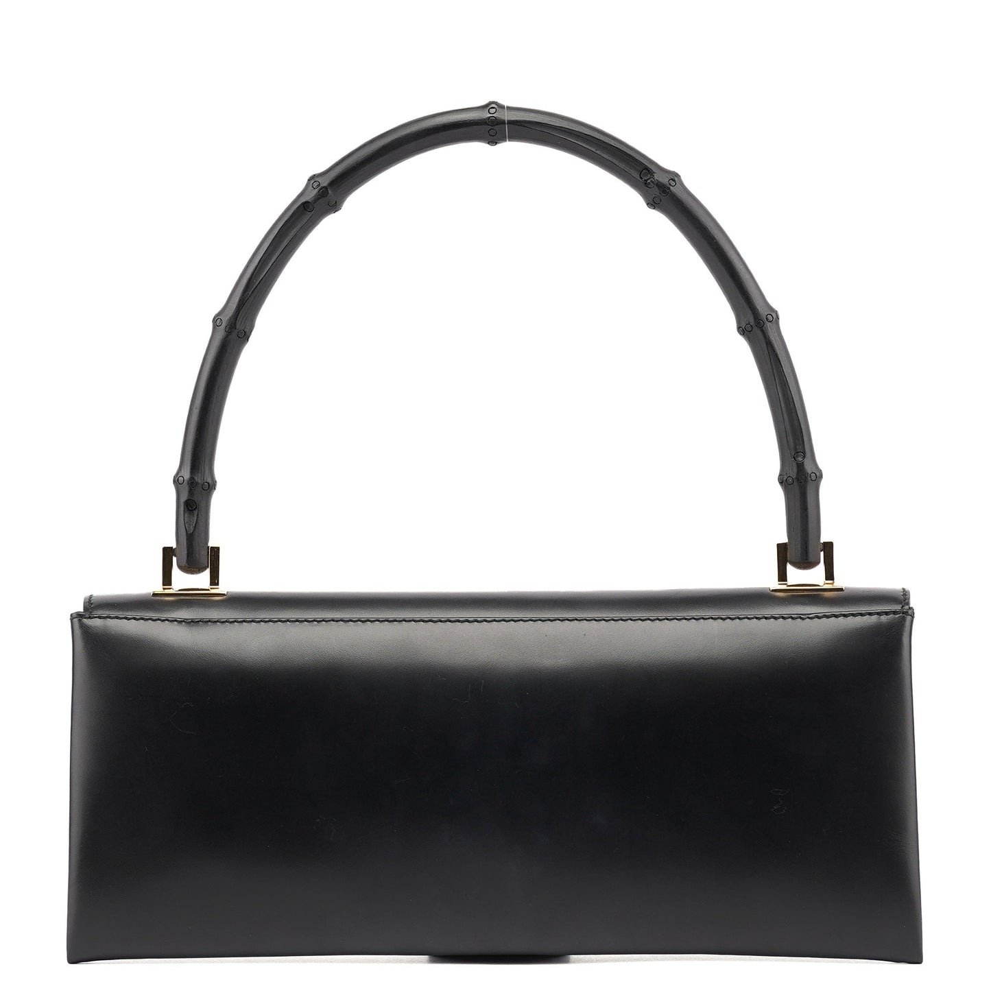 001 4055 Black Leather Bamboo Shoulder Bag