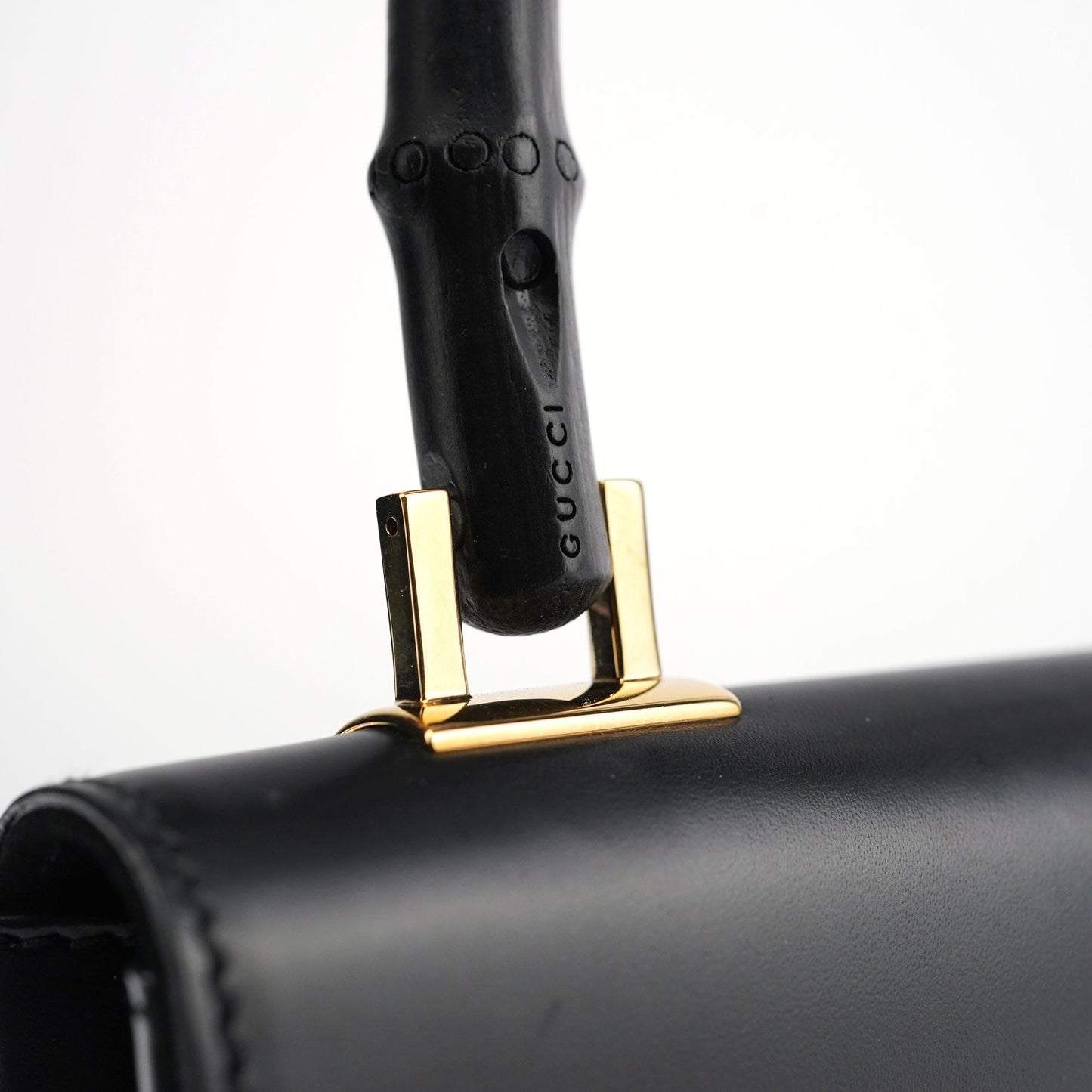 001 4055 Black Leather Bamboo Shoulder Bag