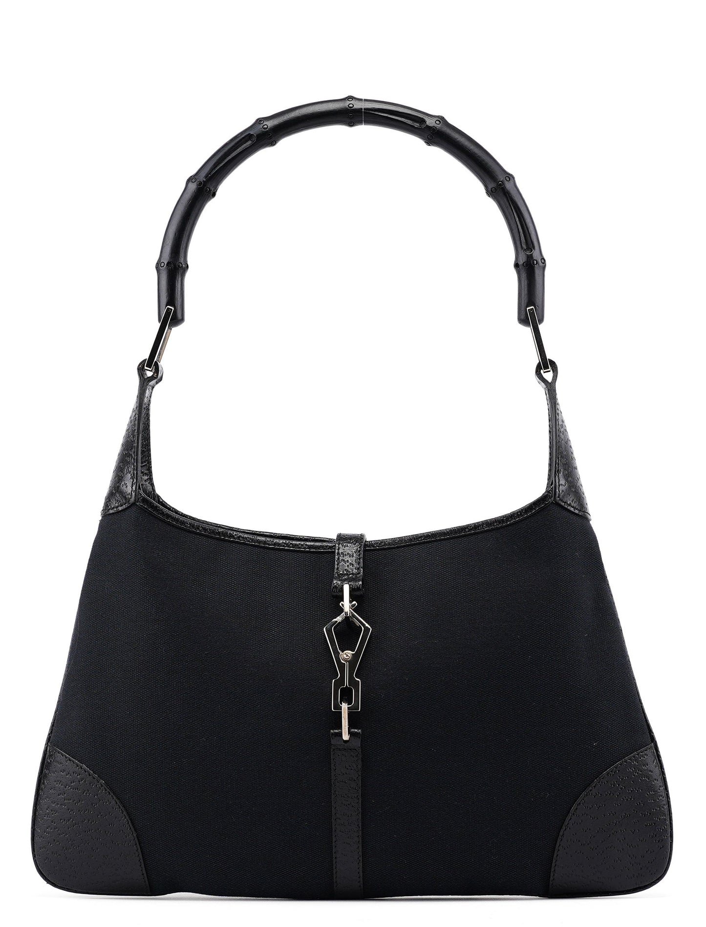 001 4060 Black Jackie Bamboo Shoulder Bag
