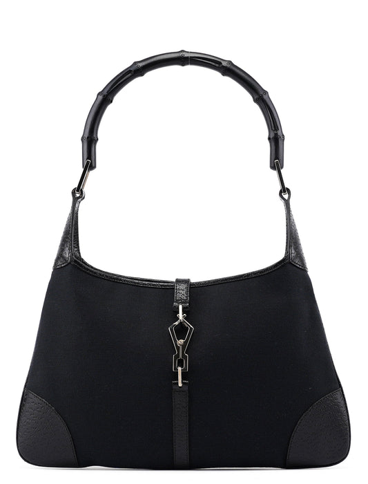 001 4060 Black Jackie Bamboo Shoulder Bag