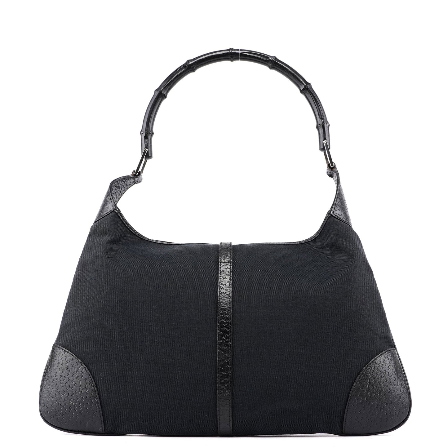 001 4061 Black Canvas Jackie Bamboo Shoulder Bag