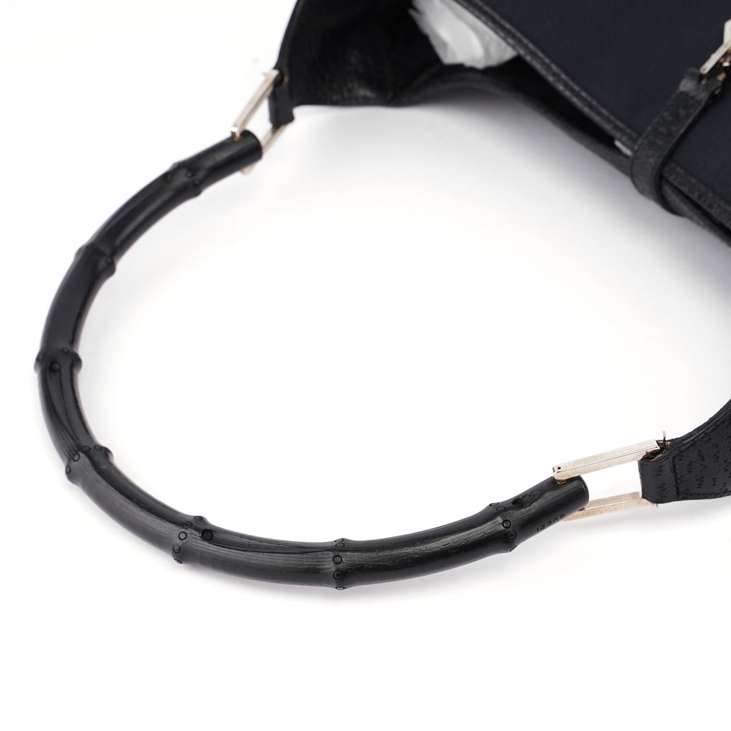 001 4061 Black Canvas Jackie Bamboo Shoulder Bag