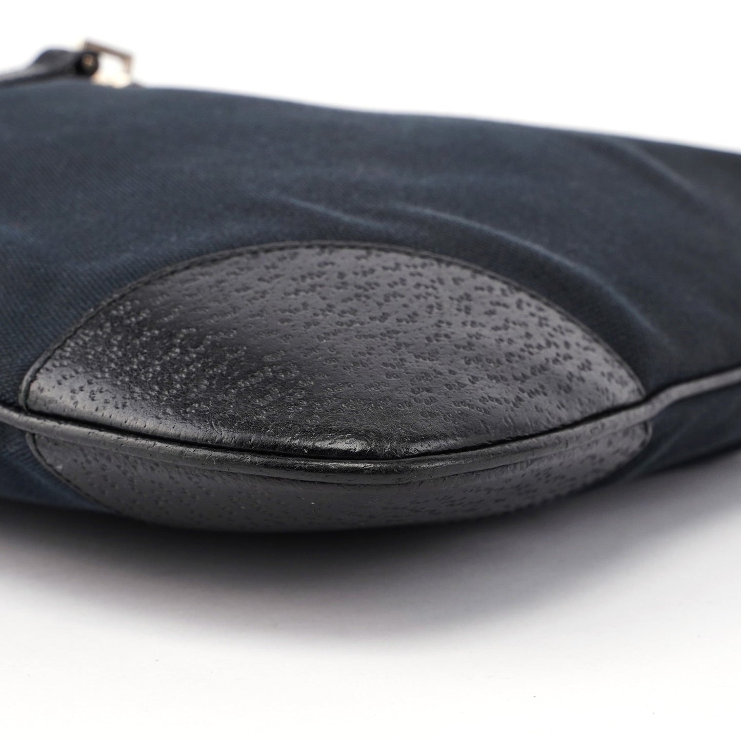 001 4061 Black Canvas Jackie Bamboo Shoulder Bag