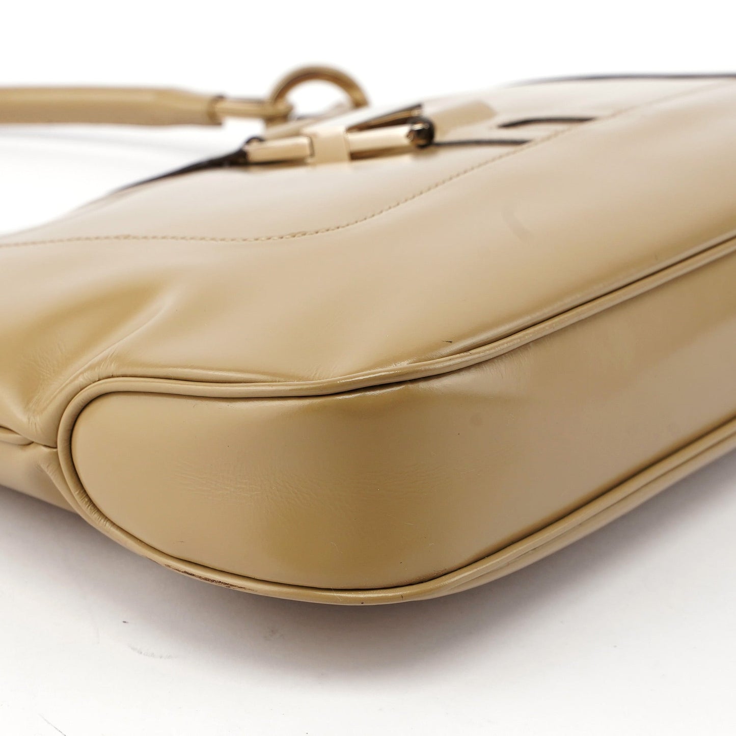 001 4148 Beige Patent Leather Jackie Bag