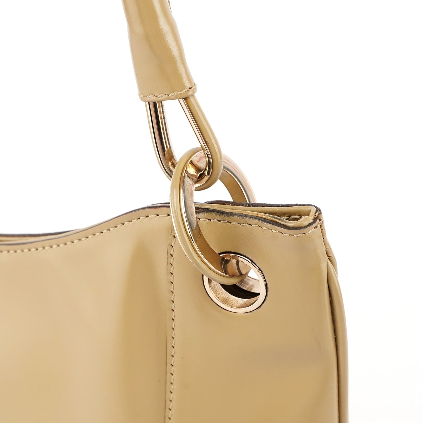 001 4148 Beige Patent Leather Jackie Bag