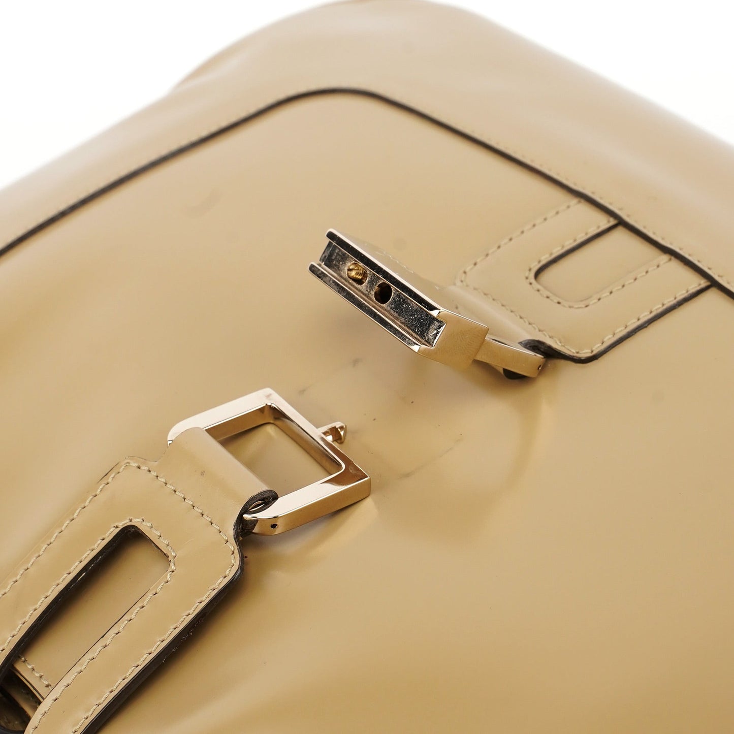 001 4148 Beige Patent Leather Jackie Bag