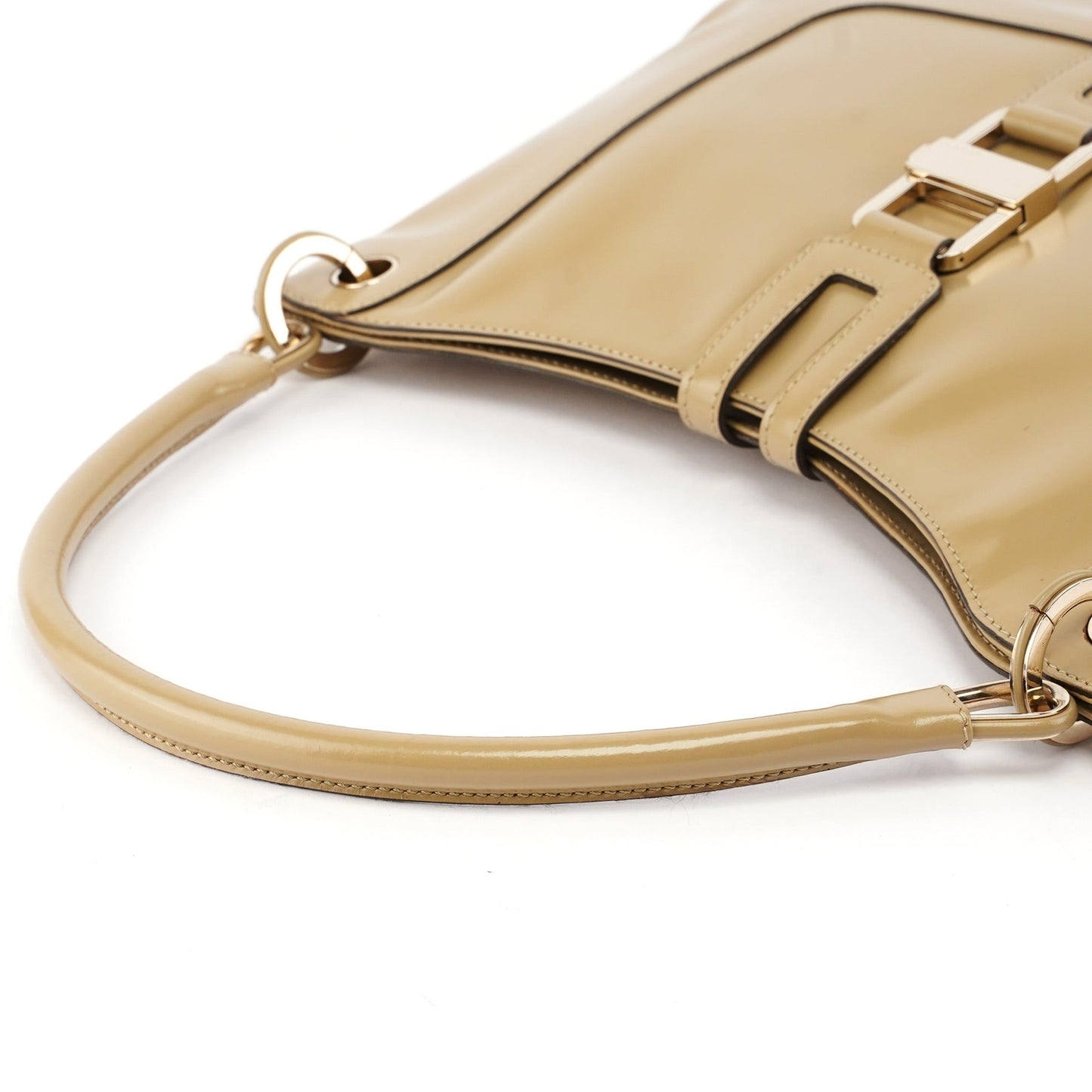 001 4148 Beige Patent Leather Jackie Bag