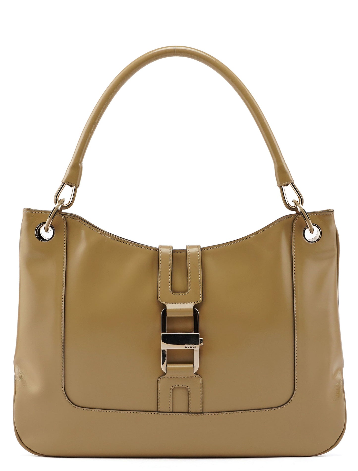 001 4148 Beige Patent Leather Jackie Bag