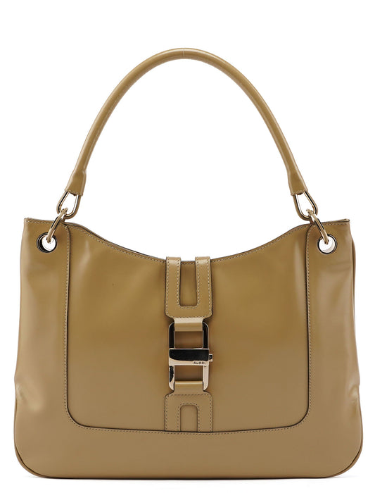 001 4148 Beige Patent Leather Jackie Bag