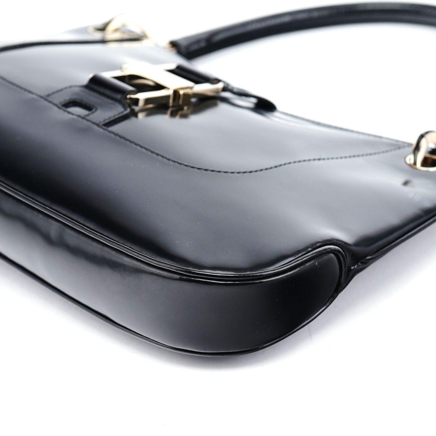 001 4150 Black Patent Leather Jackie Shoulder Bag