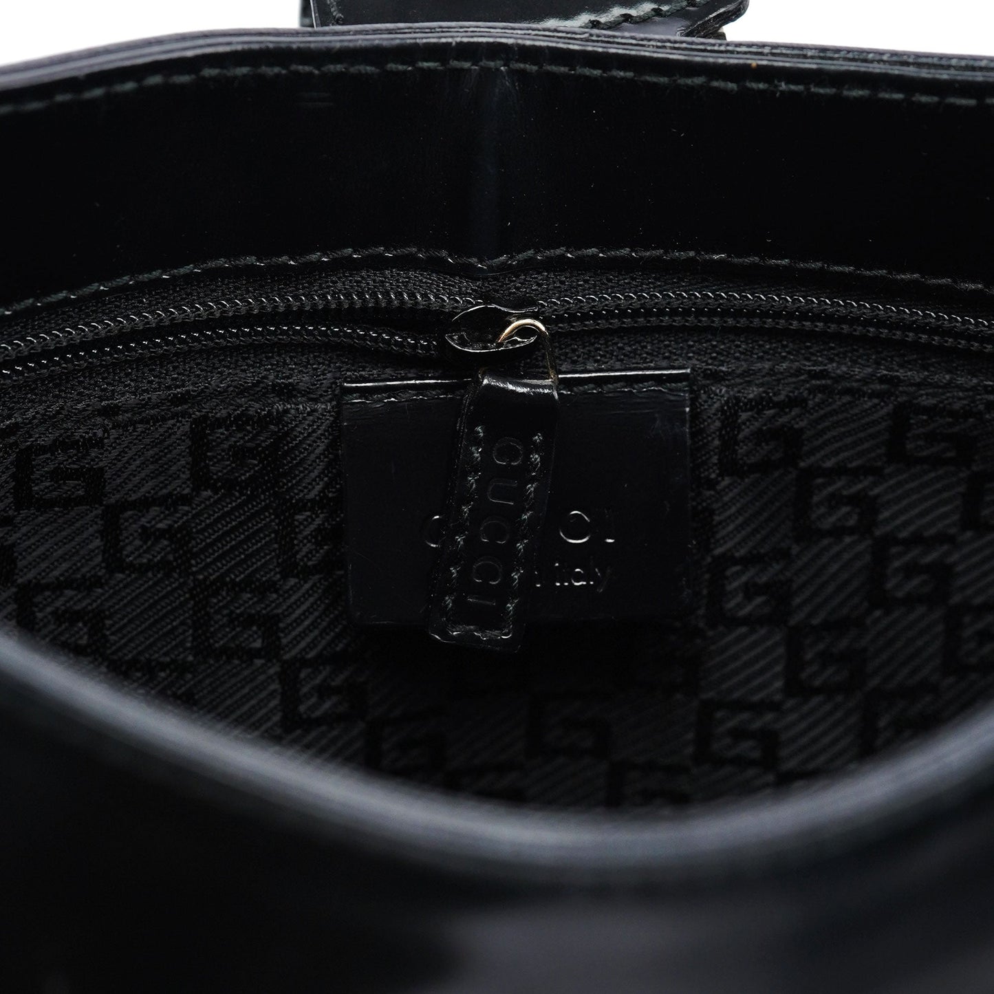 001 4150 Black Patent Leather Jackie Shoulder Bag