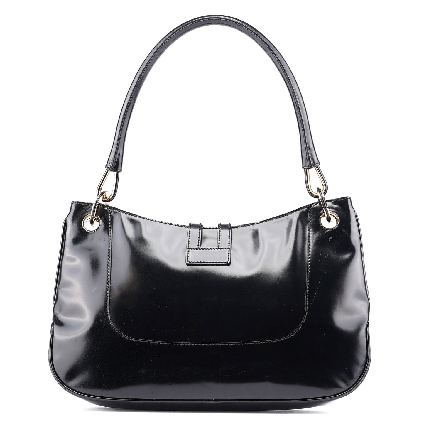 001 4150 Black Patent Leather Jackie Shoulder Bag
