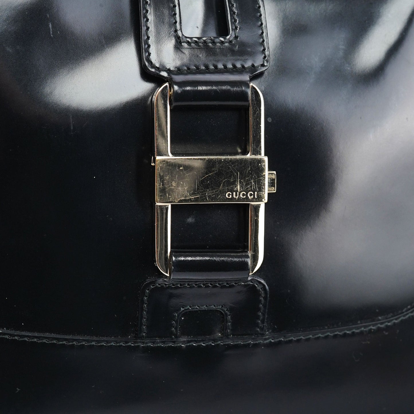 001 4150 Black Patent Leather Jackie Shoulder Bag