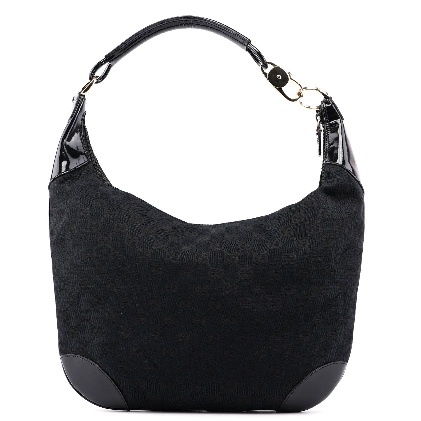 001 4157 Black GG Patent Shoulder Bag