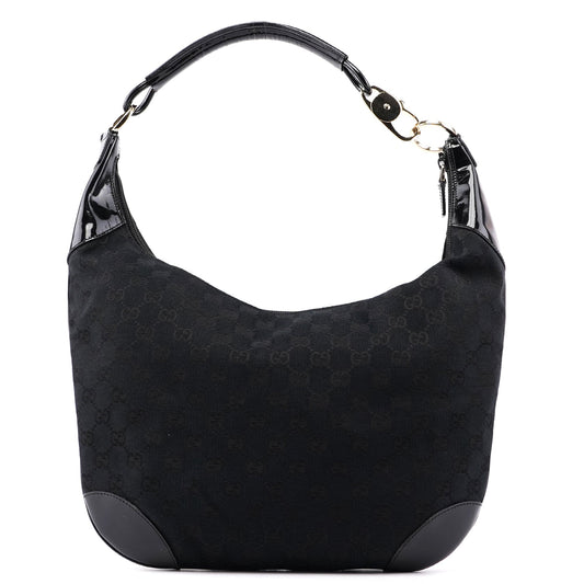 001 4157 Black GG Patent Shoulder Bag