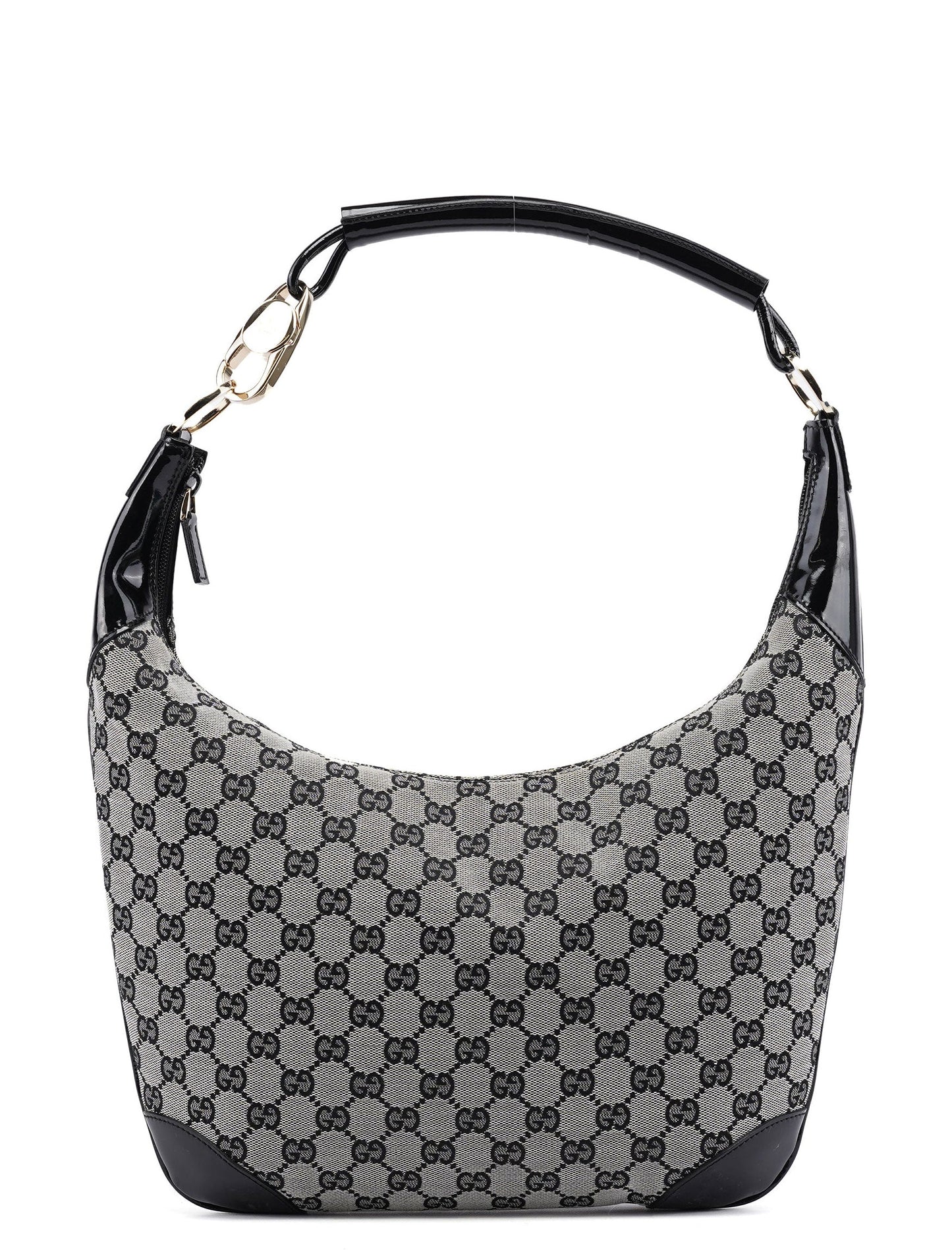 001 4157 Grey GG Patent Shoulder Bag