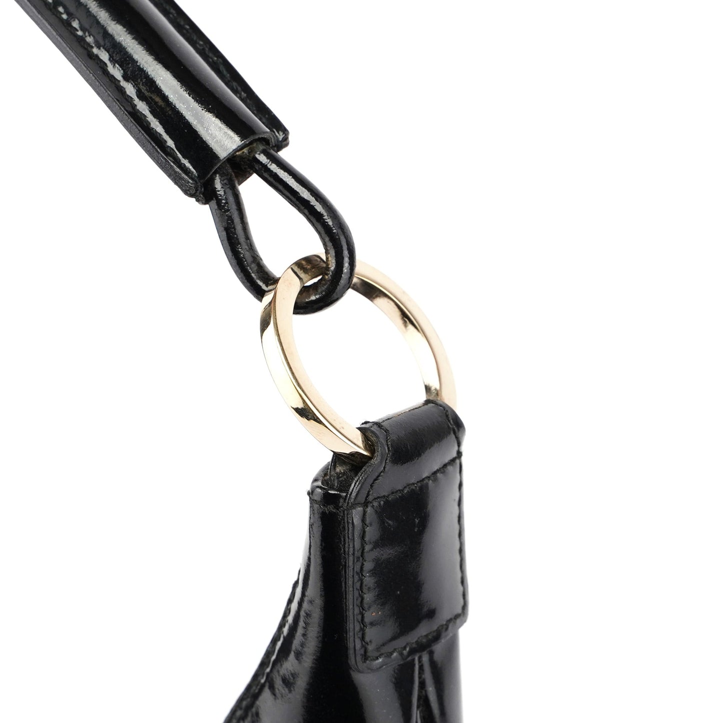 001 4158 Black GG Patent Shoulder Bag