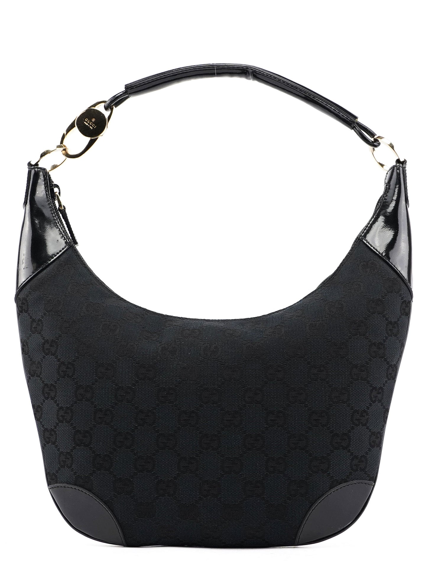 001 4158 Black GG Patent Shoulder Bag