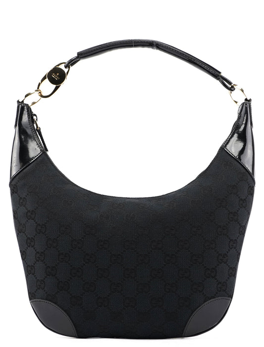 001 4158 Black GG Patent Shoulder Bag