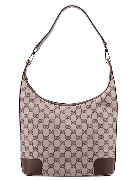 001 4204 Beige Brown GG Hobo Shoulder Bag