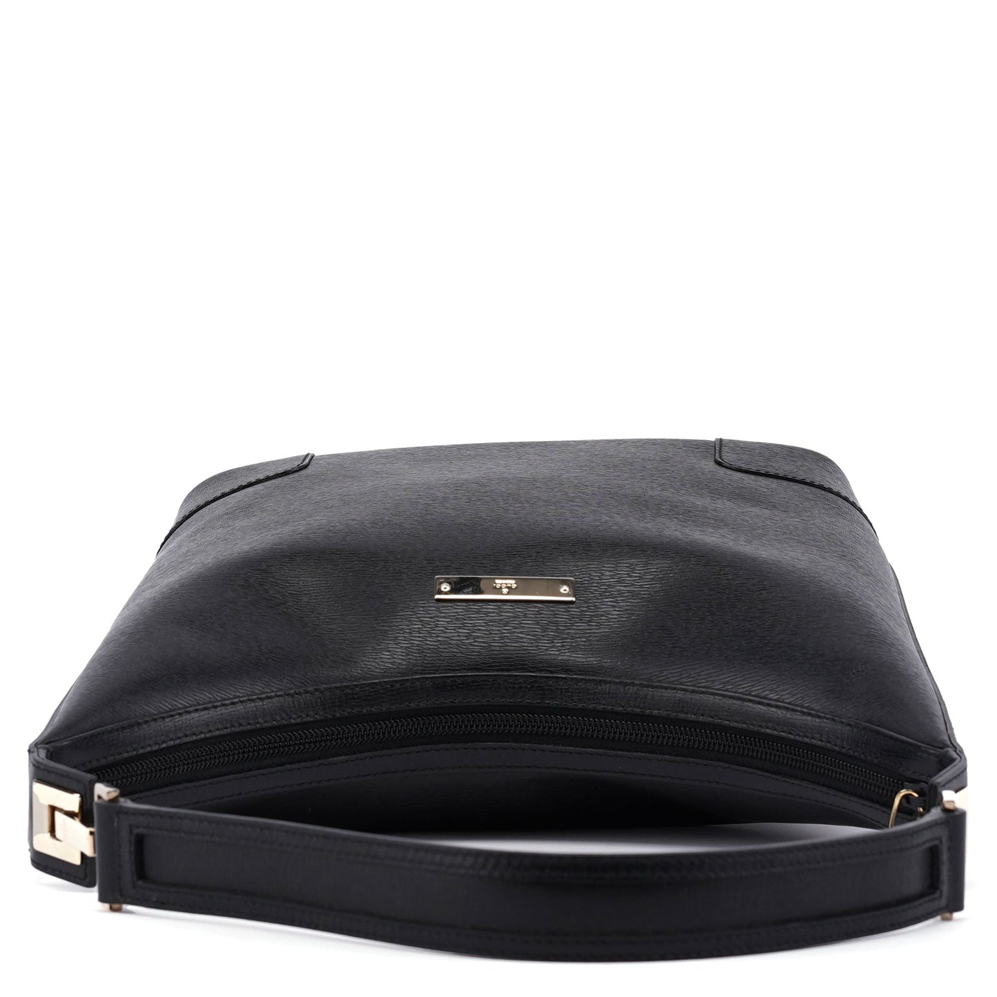 001 4204 Black Leather Hobo Shoulder Bag