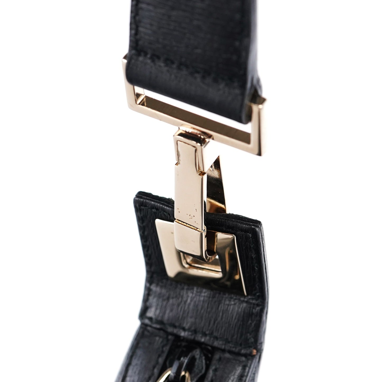 001 4204 Black Leather Hobo Shoulder Bag