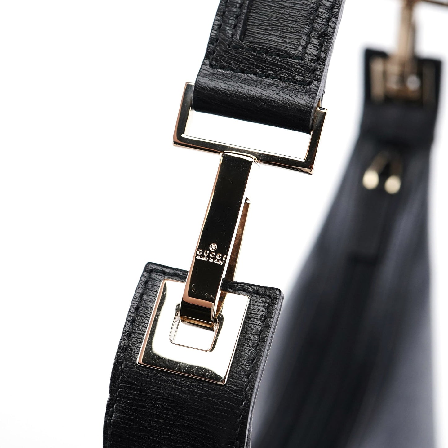 001 4204 Black Leather Hobo Shoulder Bag