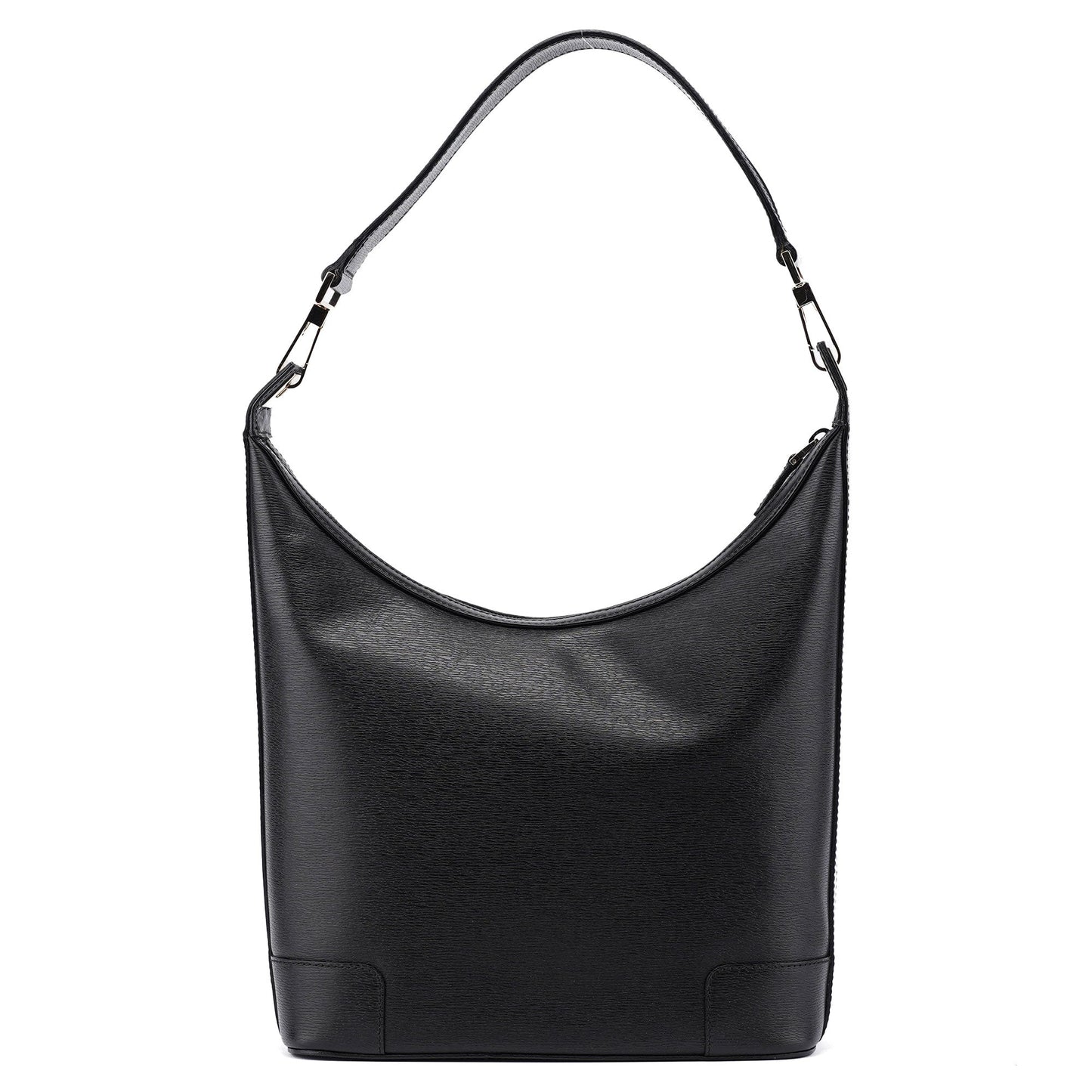 001 4204 Black Leather Hobo Shoulder Bag