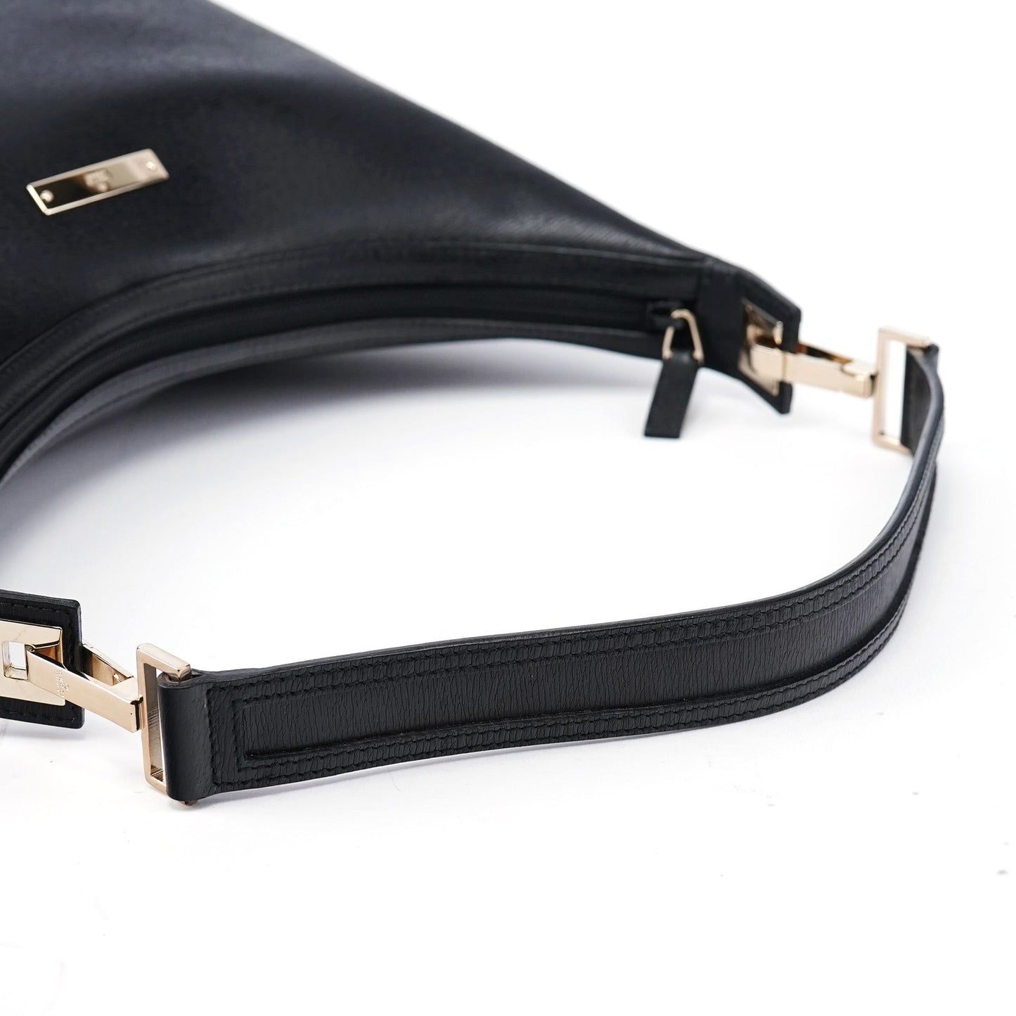 001 4204 Black Leather Hobo Shoulder Bag