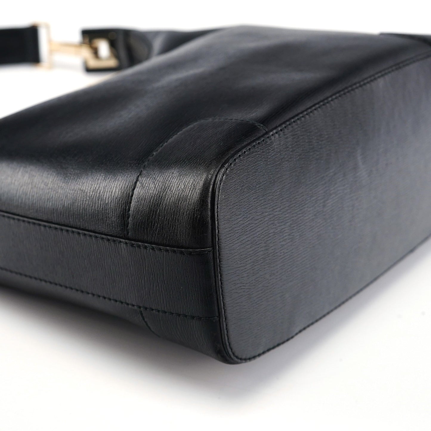 001 4204 Black Leather Hobo Shoulder Bag