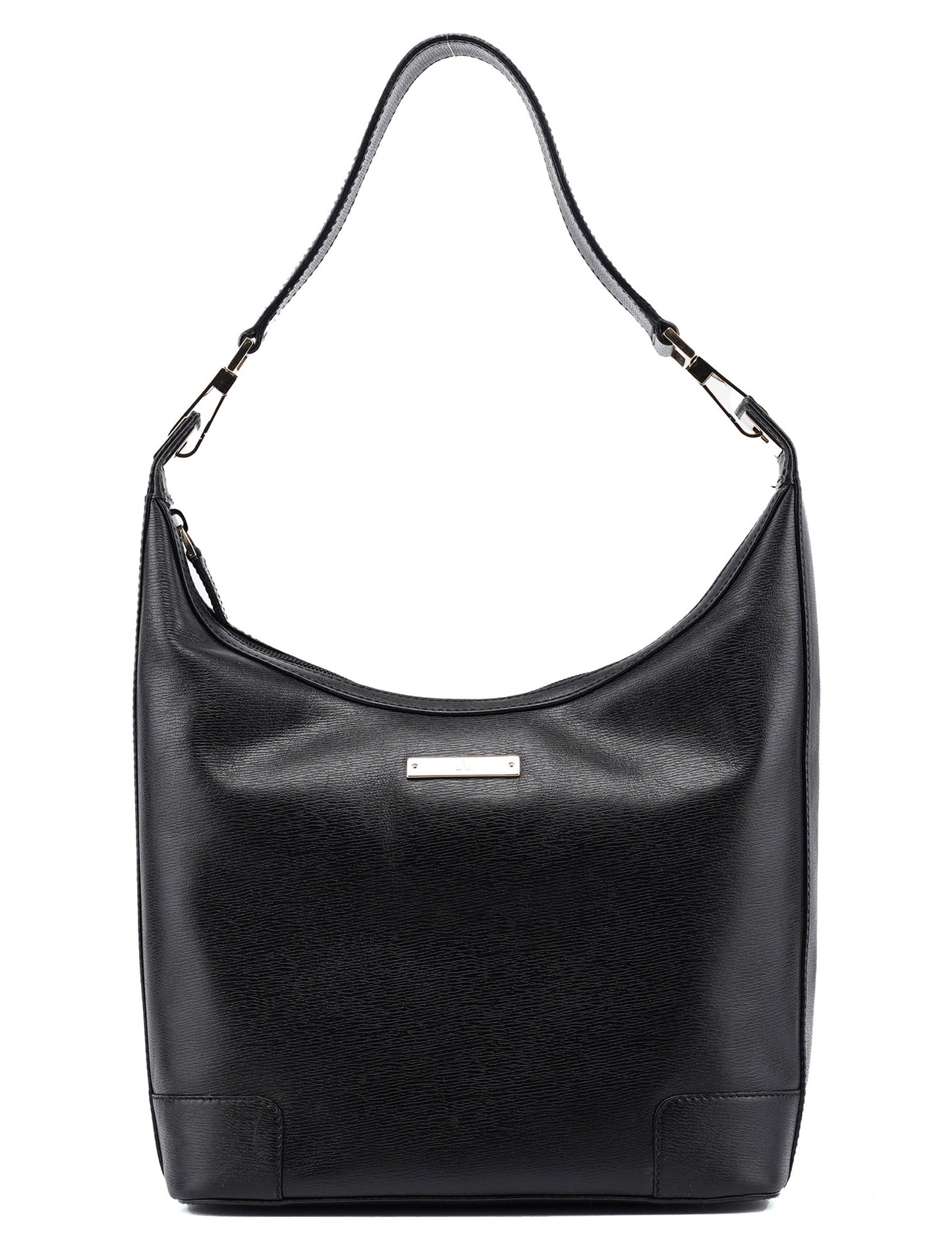 001 4204 Black Leather Hobo Shoulder Bag