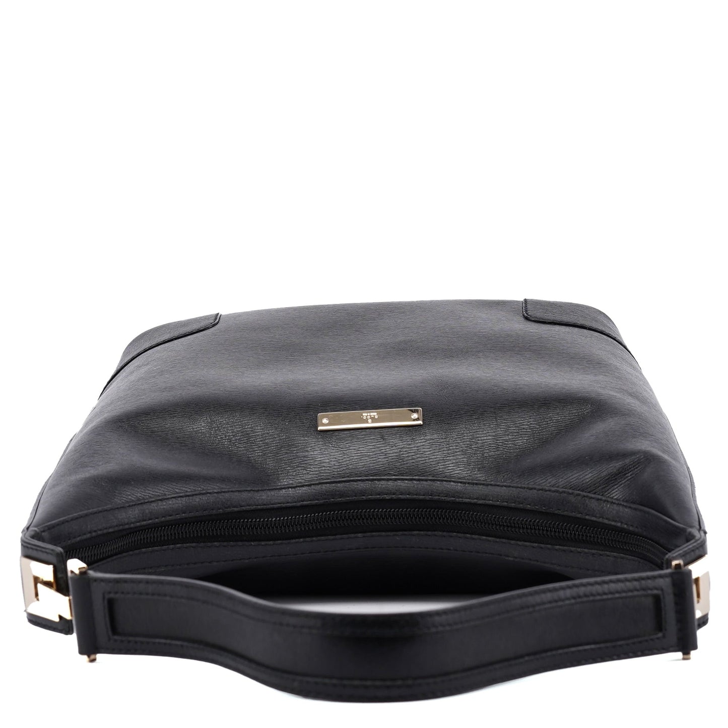 001 4204 Black Leather Hobo Shoulder Bag