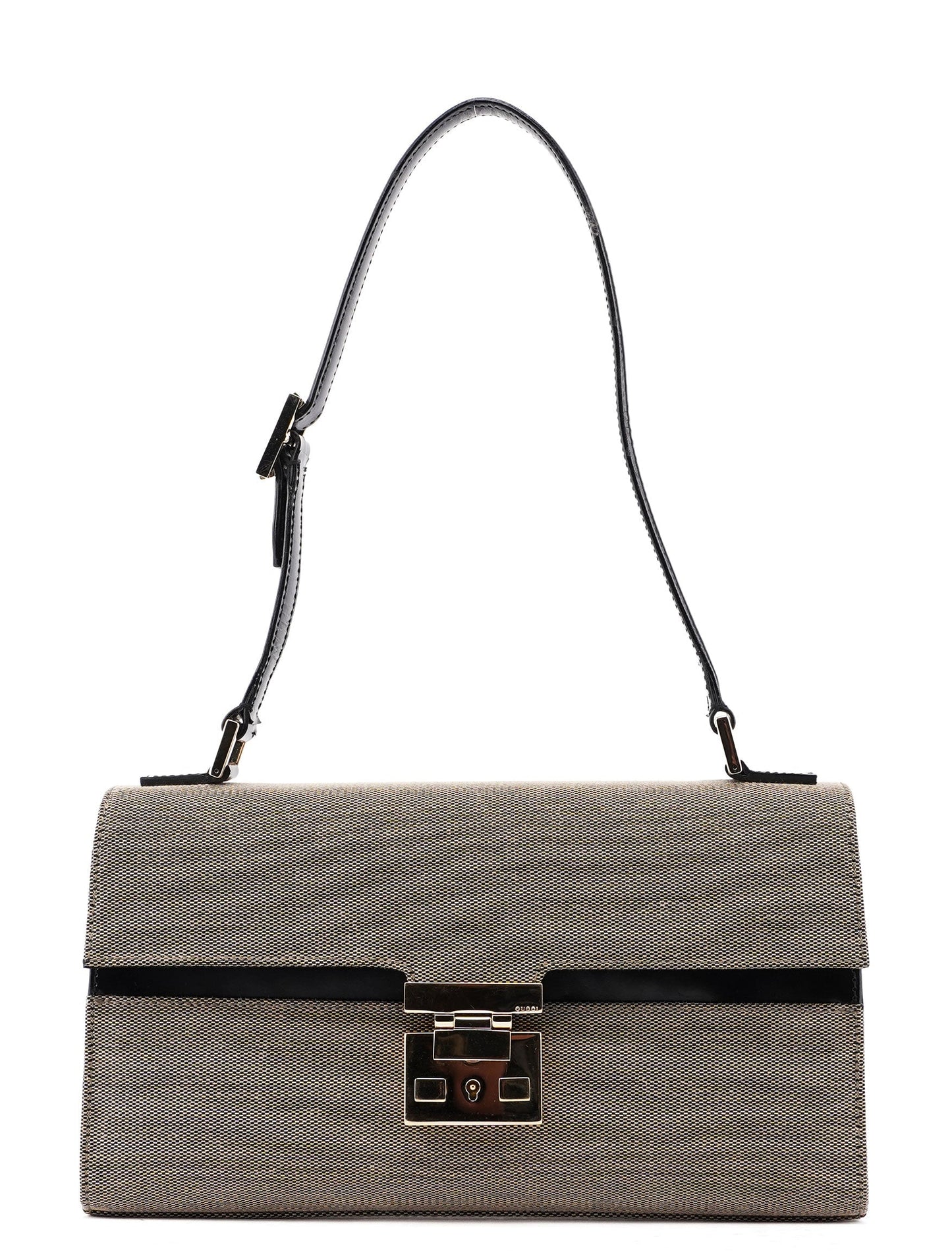 001 4214 Beige Canvas Keylock Shoulder Bag