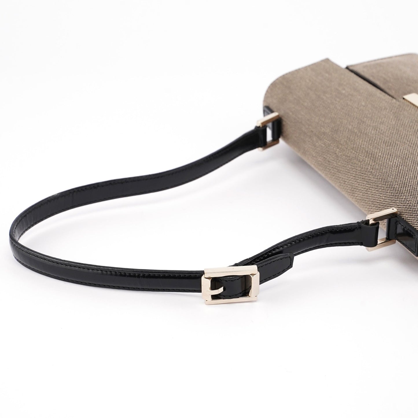 001 4214 Beige Canvas Keylock Shoulder Bag