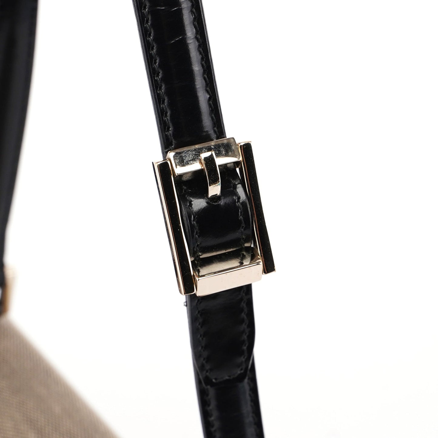 001 4214 Beige Canvas Keylock Shoulder Bag