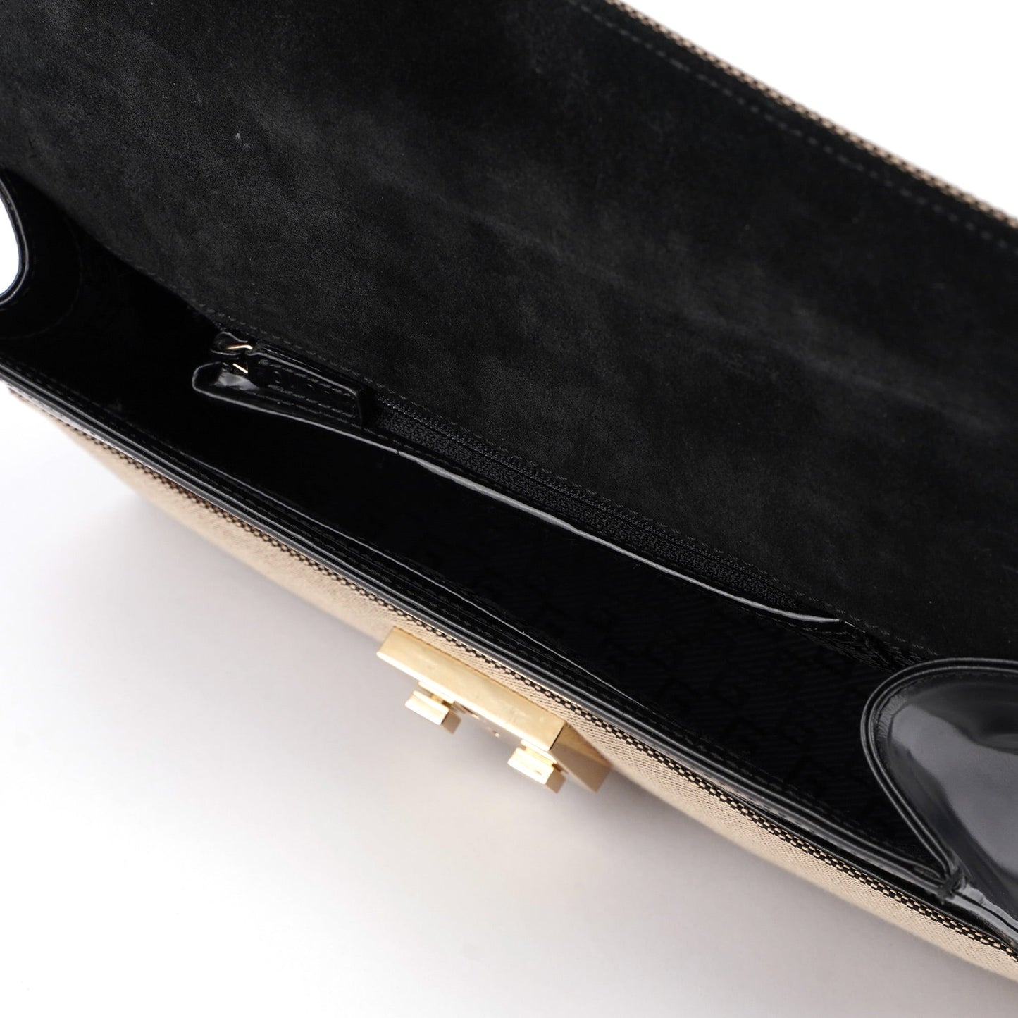 001 4214 Beige Canvas Keylock Shoulder Bag