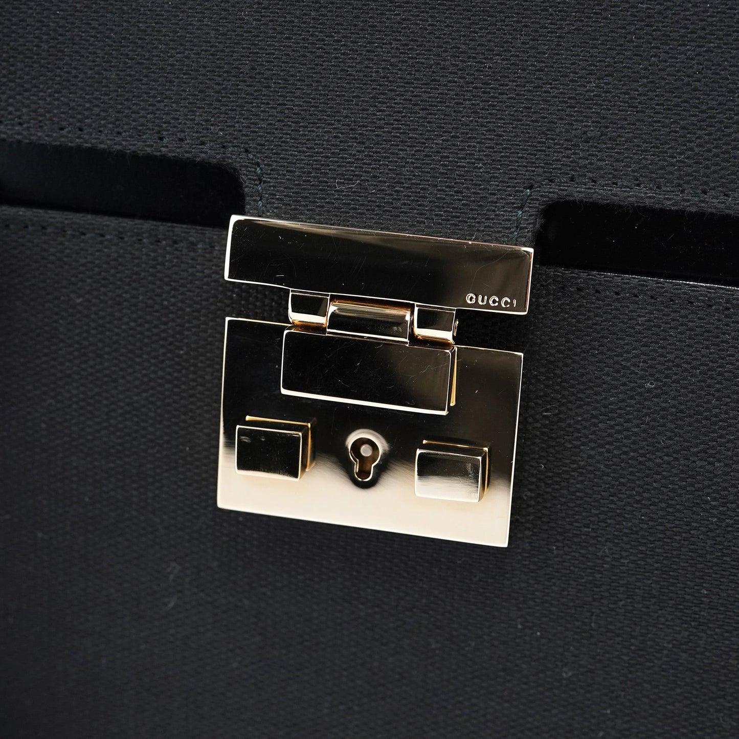 001 4218 Black Canvas Lady Lock Tote Bag