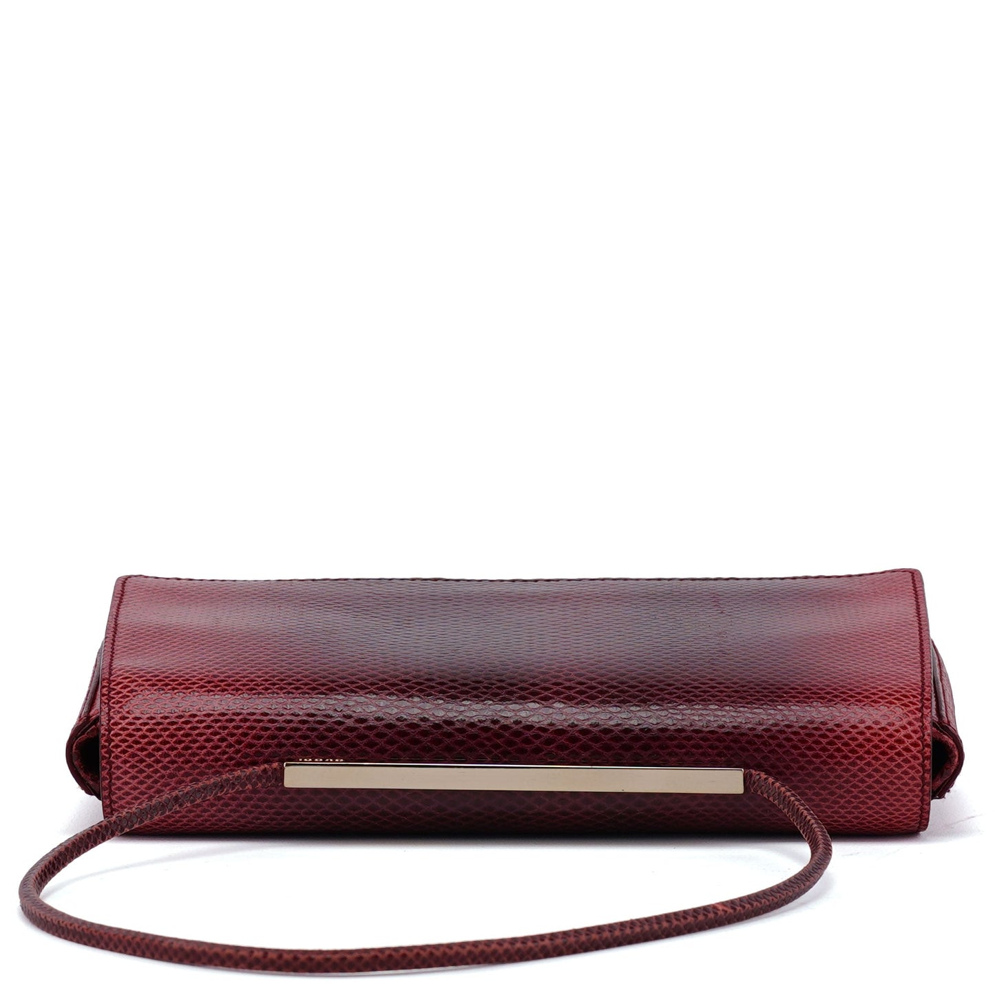 001 4227 Red Lizard Embossed Leather Shoulder Bag