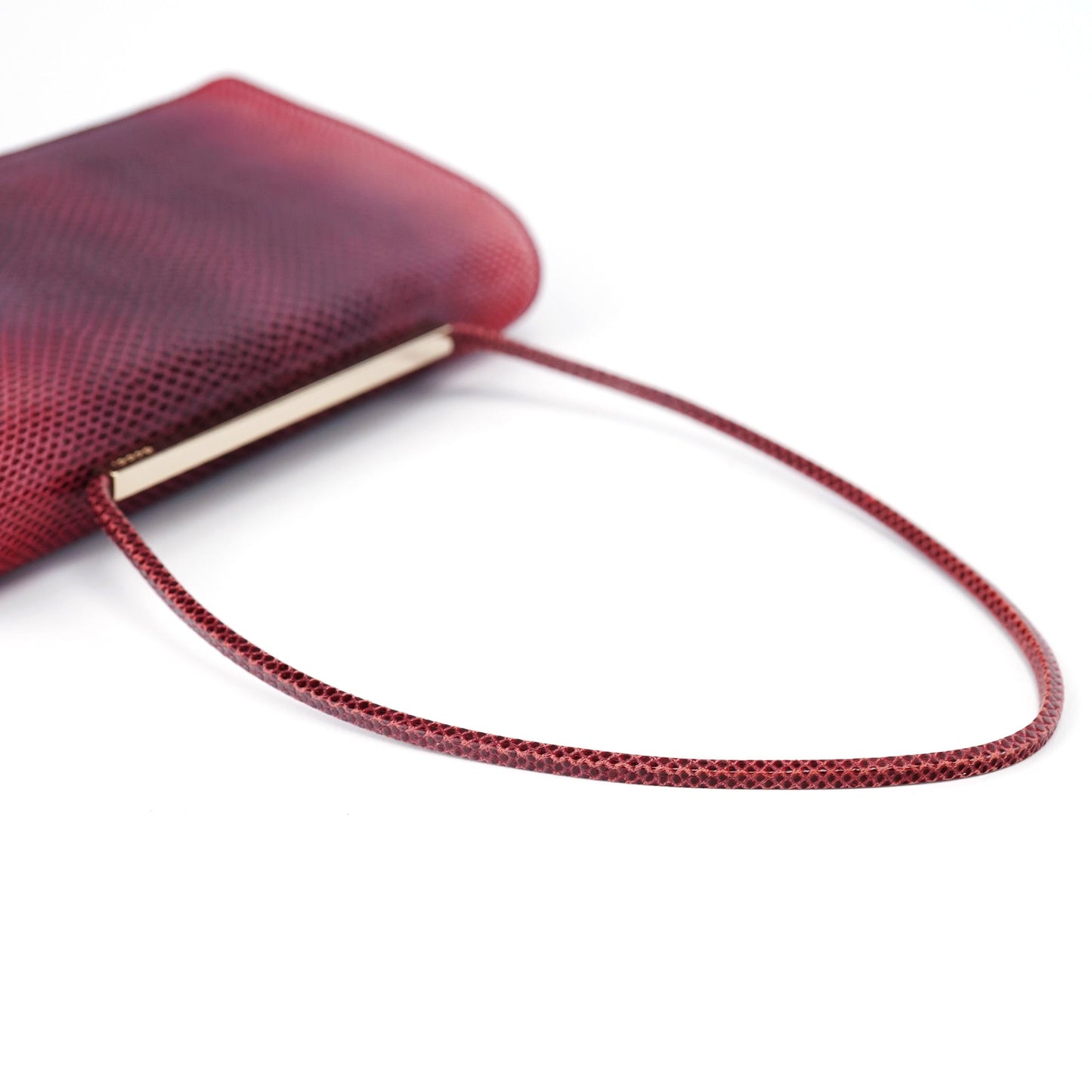 001 4227 Red Lizard Embossed Leather Shoulder Bag