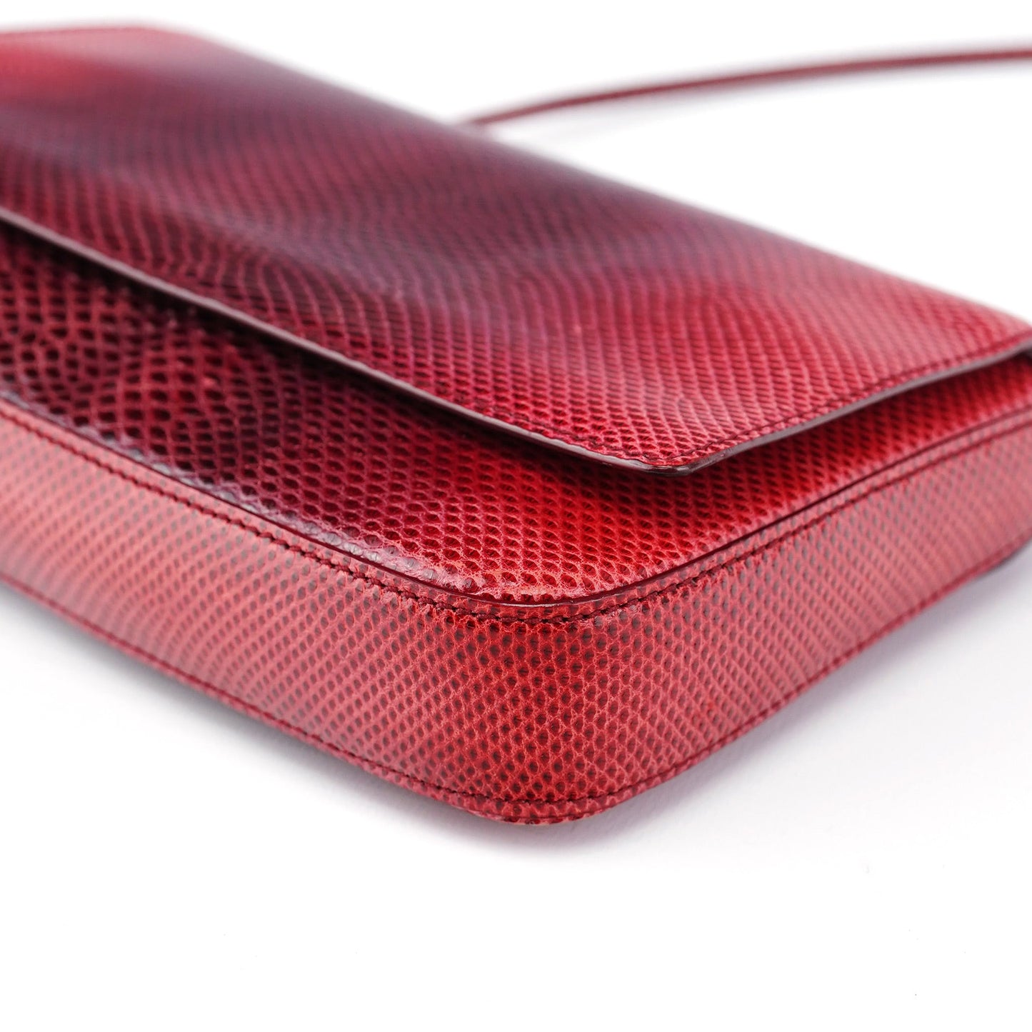 001 4227 Red Lizard Embossed Leather Shoulder Bag