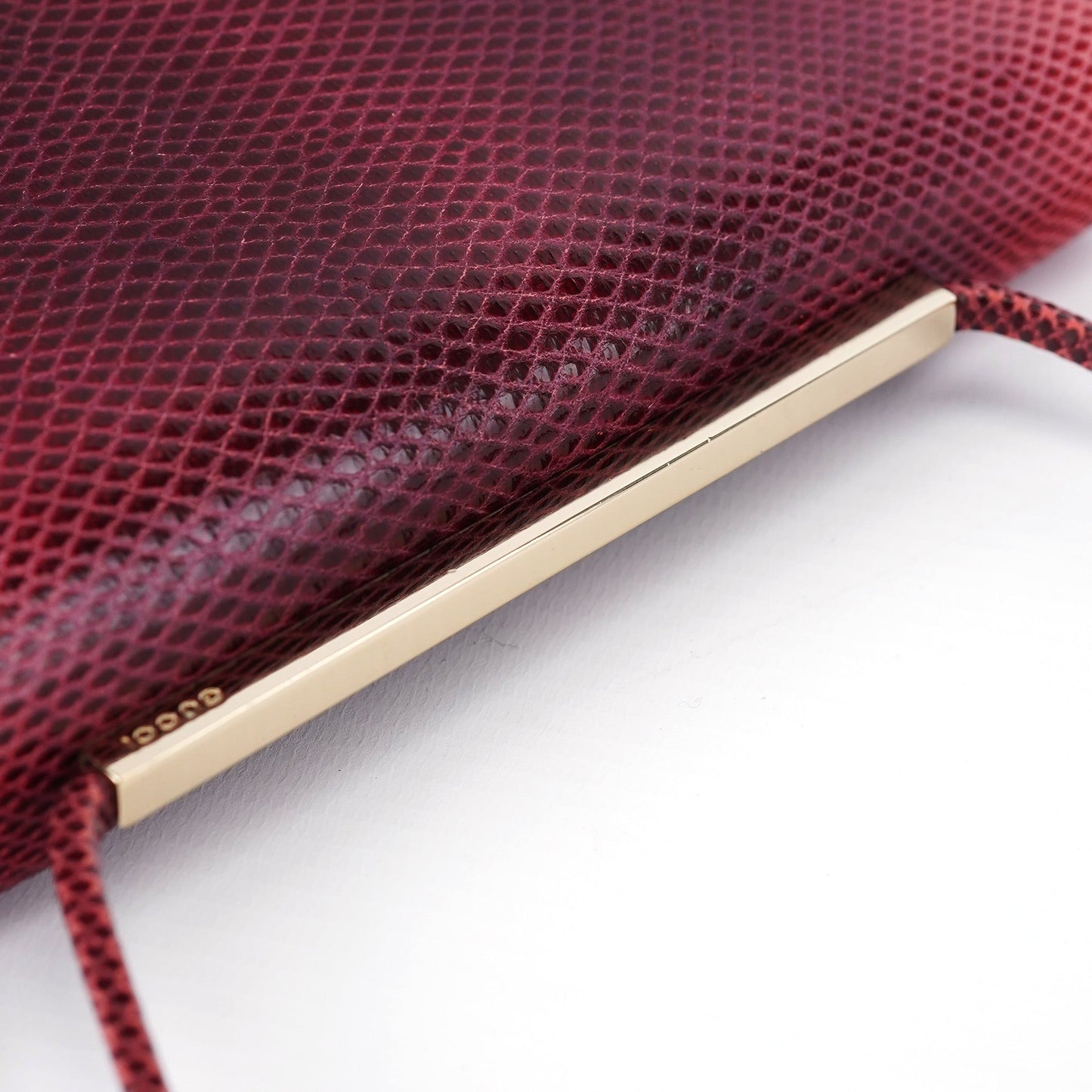 001 4227 Red Lizard Embossed Leather Shoulder Bag