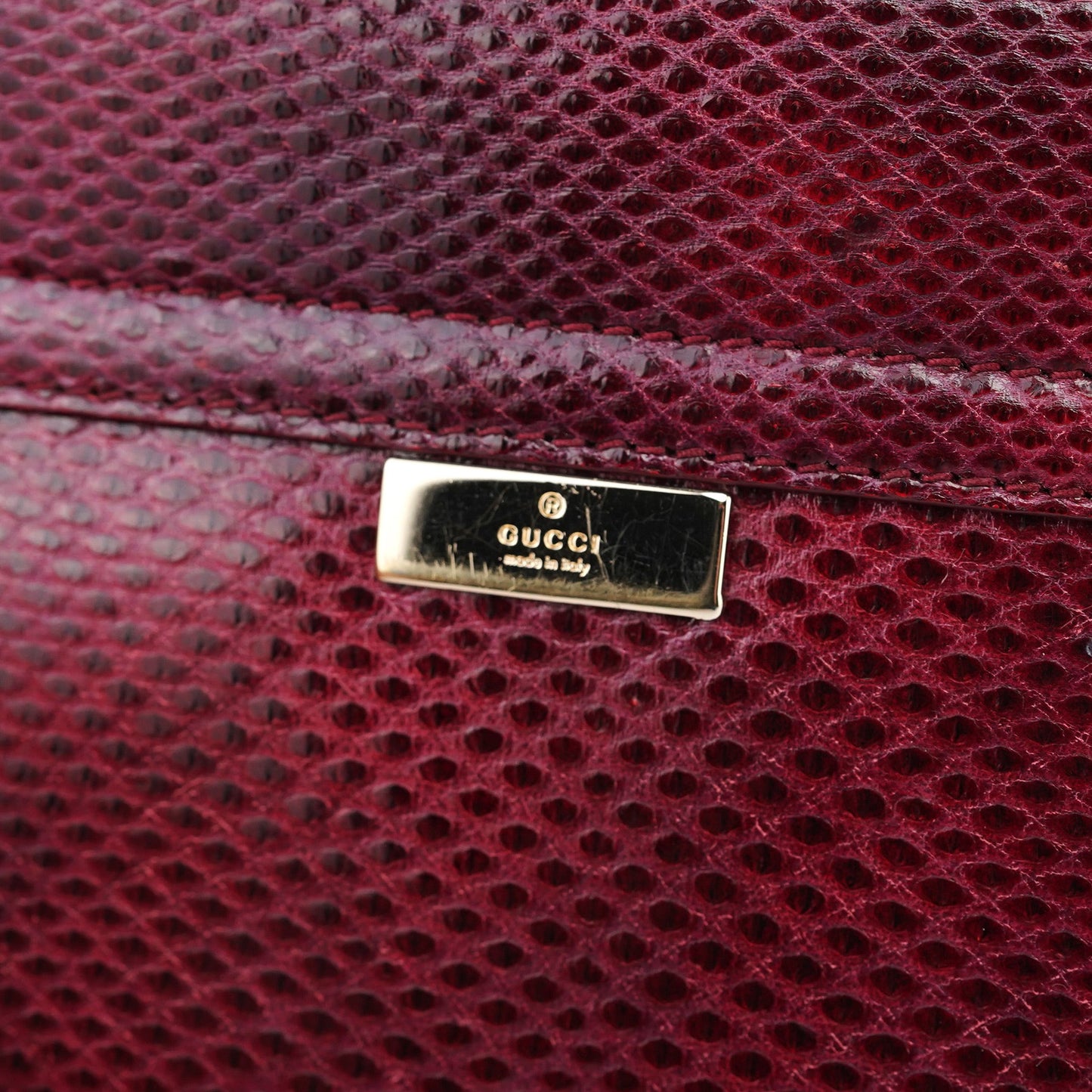 001 4227 Red Lizard Embossed Leather Shoulder Bag