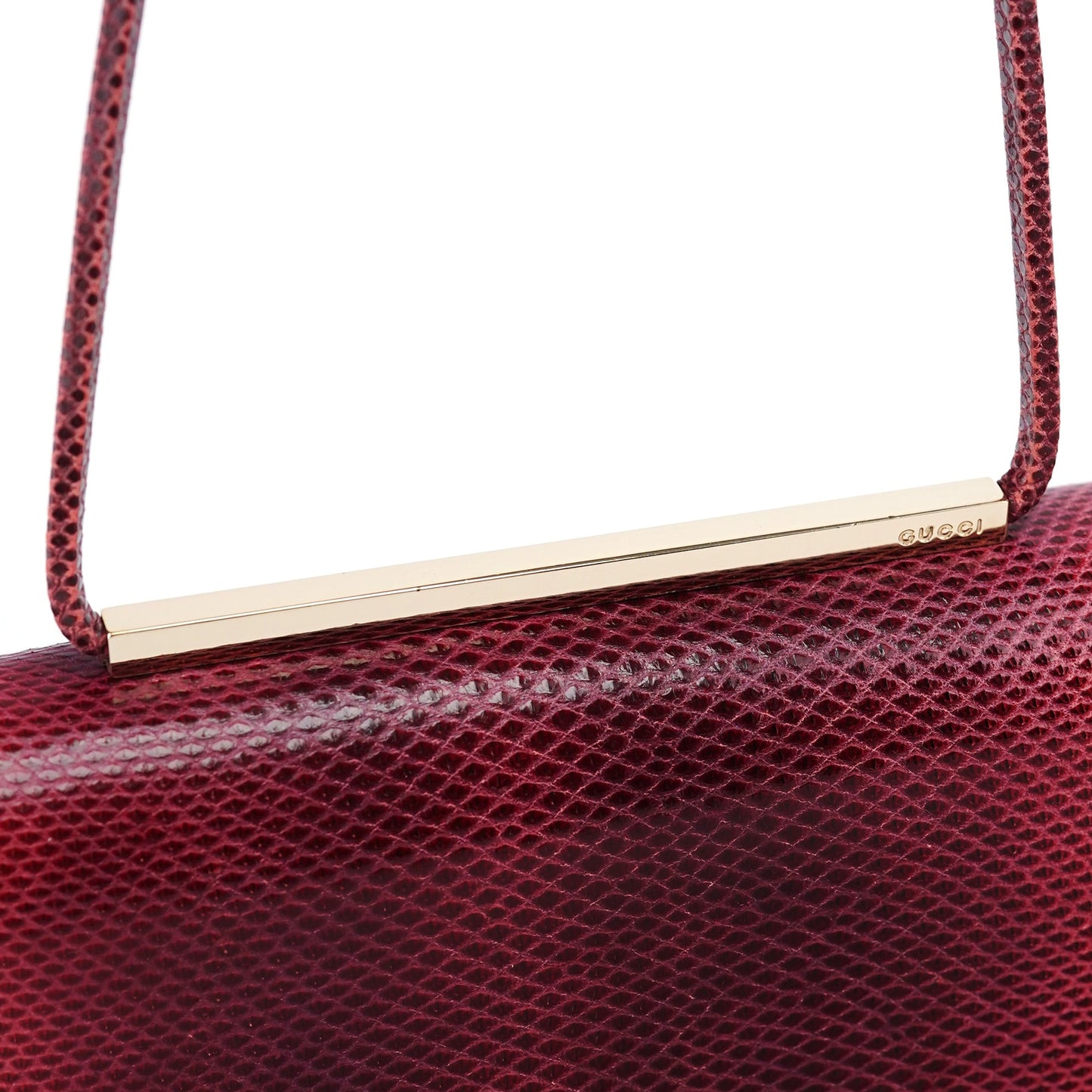 001 4227 Red Lizard Embossed Leather Shoulder Bag