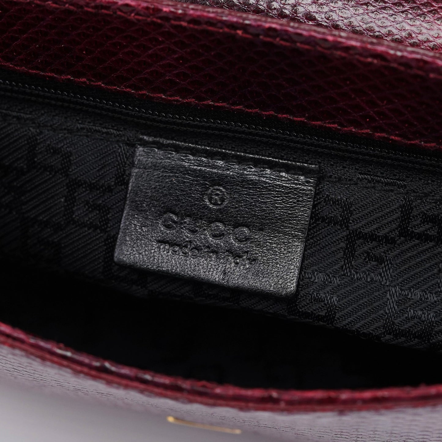 001 4227 Red Lizard Embossed Leather Shoulder Bag